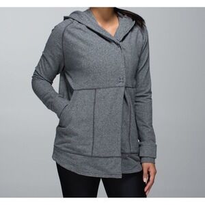 Lululemon Athletica Find Your Centre Heathered‎ Gray Snap Front Hooded Jacket 6
